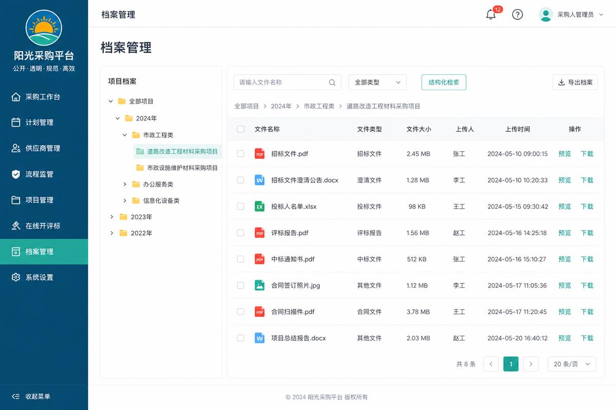 档案管理功能示意
